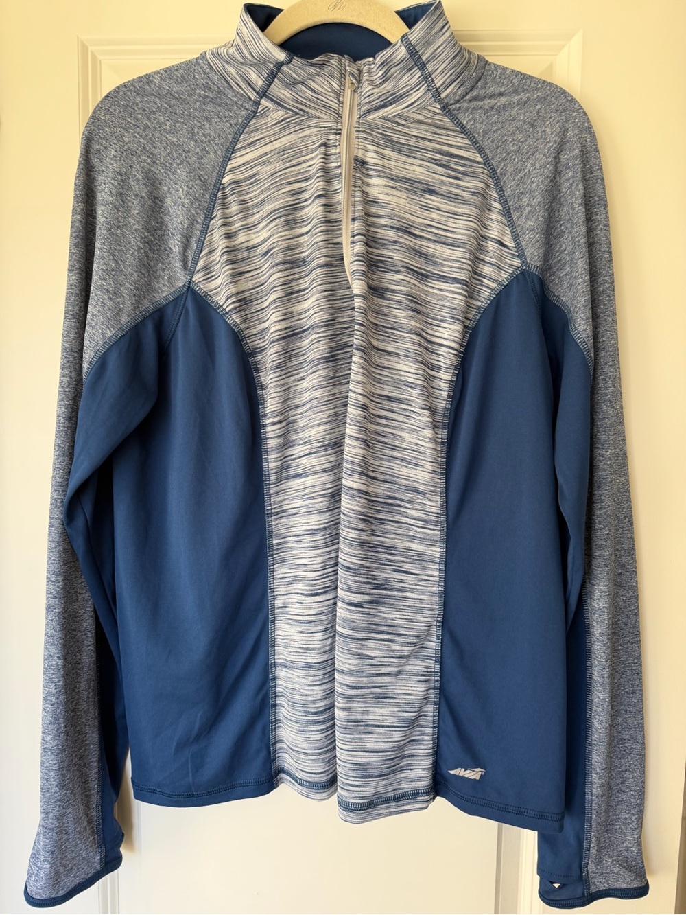 Avia Blue Heathered Quarter-Zip Performance Pullover